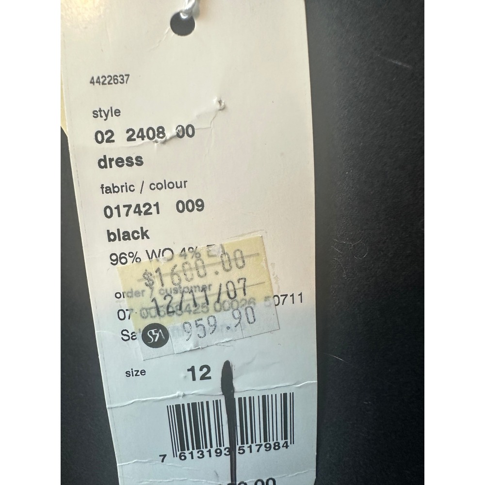 Akris Punto Black Wool Leather Trim Mock Neck Long Sleeve Dress Size 12 NEW - Picture 6 of 12